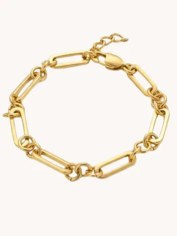 Pulsera de acero acabado en dorado con diseño de eslabones