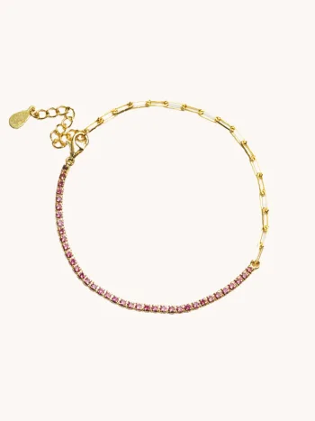 Pulsera de eslabones y circonas. Plata de ley