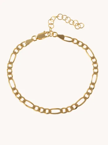 Pulsera estilo figaro, plata de ley y plata de ley bañada en oro