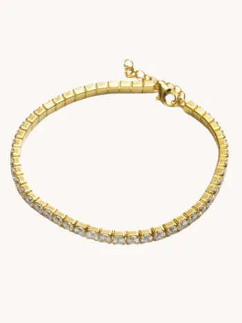 Pulsera tenis o riviere realizada en plata de ley y plata de ley con baño en oro y circonitas